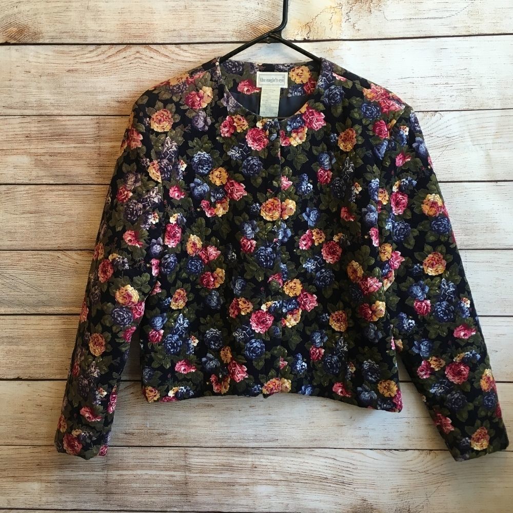 ‎VINTAGE THE EAGLE'S EYE QUILTED CORDUROY FLORAL BLAZER